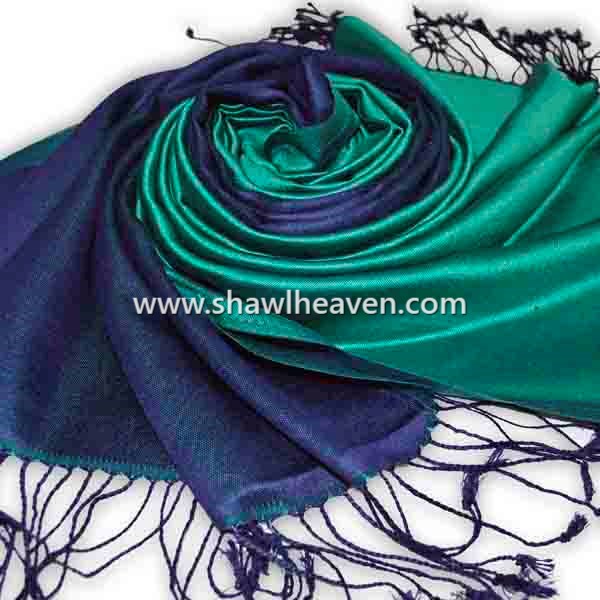 Teal/Navy authentic silk foulard, source direct from silk scarves manufacturer